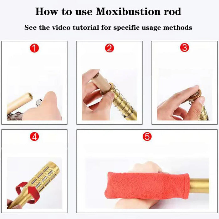 Copper Bar Moxibustion Tool Heating Acupuncture Point Warm Rolling Massage Therapy Device Chinese Medical Pure Moxa Stick