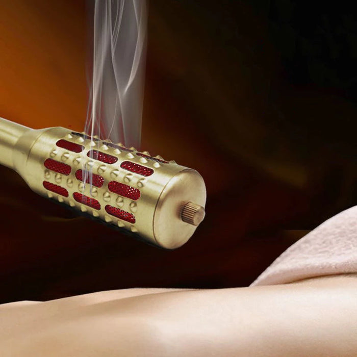 Copper Moxibustion Tool Handhold Moxa Stick Burner Rotable Massager Warm Acupoint Meridians Warm Massage Therapy Health Care