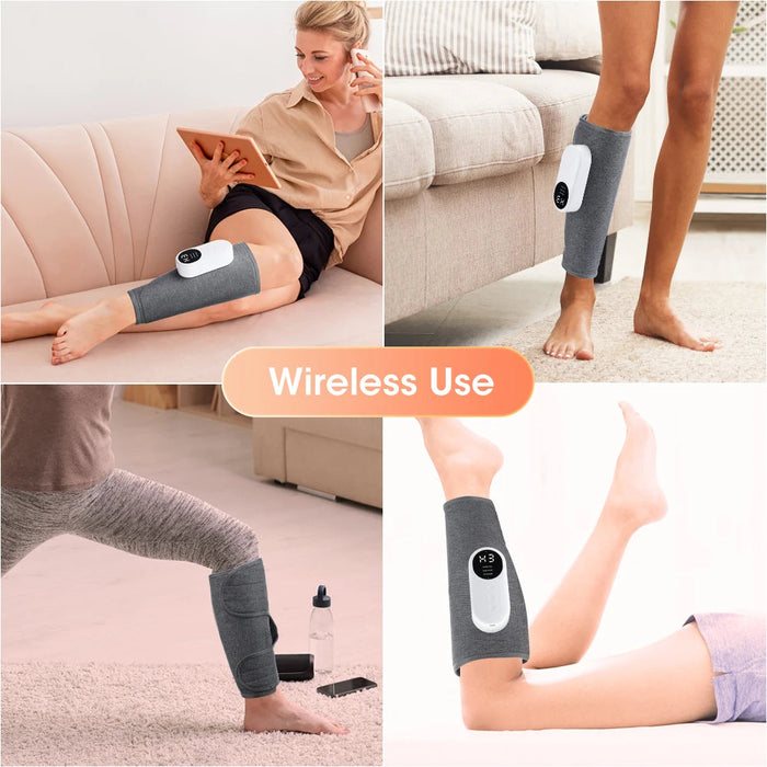 Cordless Electric Calf Muscle Massager Foot Leg Pressotherapy Heated Machine Pain Relief 3 Mode Air Compression Relax Physiother-Health Wisdom™