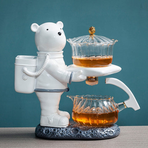Creative Astronaut Kungfu Tea Set Automatic Glass Teapot Heat-resistant Tea Infuser Glass Tea Maker Pot With Base