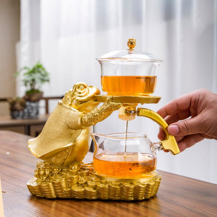 Creative Automatic Teapot Tea Infuser Magnetic Water Diversion Heat-resistant Kungfu Tea Drinking Chinese Glass Tea Set Tea Make