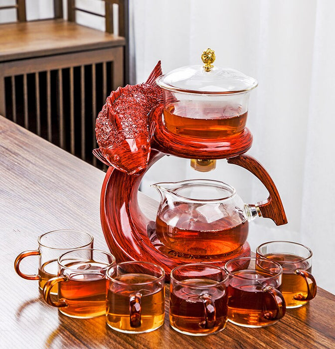Creative Automatic Teapot Tea Infuser Tea Make Magnetic Water Diversion Heat-resistant Kungfu Tea Drinking Chinese Glass Tea Set