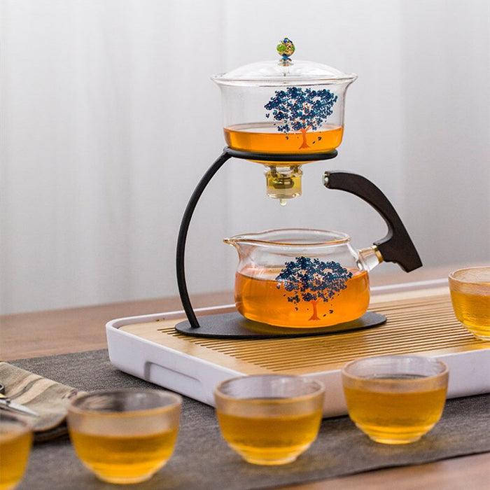 Creative Discoloration Teapot Glass Lazy Automatic Tea Making Household Pu&#39;er Scented Kung Fu tea Tea Set Infuser Drinking-Health Wisdom™
