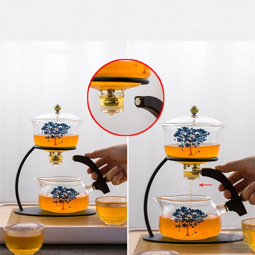 Creative Discoloration Teapot Glass Lazy Automatic Tea Making Household Pu&#39;er Scented Kung Fu tea Tea Set Infuser Drinking