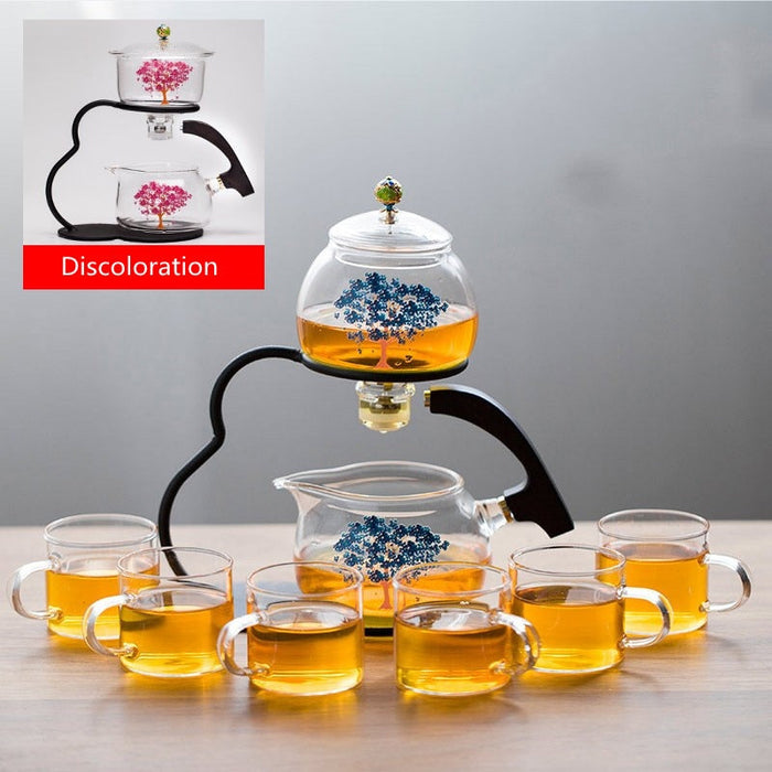 Creative Discoloration Teapot Glass Lazy Automatic Tea Making Household Puer Scented Kung Fu tea Tea Set Infuser Drinking-Health Wisdom™