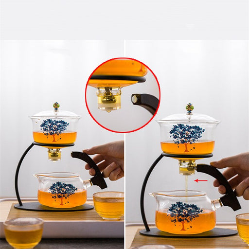Creative Discoloration Teapot Glass Lazy Automatic Tea Making Household Puer Scented Kung Fu tea Tea Set Infuser Drinking