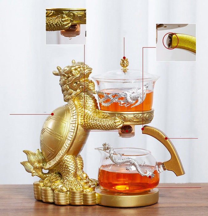 Creative Dragon Turtle Teapot Glass Lazy Automatic Tea Making Household Pu&#39;er Oolong Tea Set Infuser Drinking-Health Wisdom™