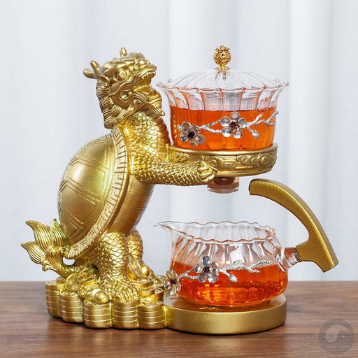 Creative Dragon Turtle Teapot Glass Lazy Automatic Tea Making Household Pu&#39;er Oolong Tea Set Infuser Drinking-Health Wisdom™