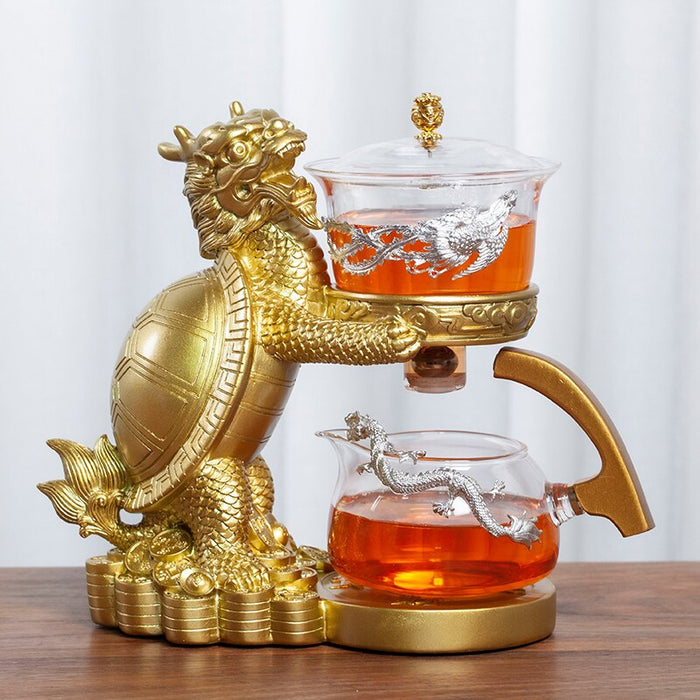 Creative Dragon Turtle Teapot Glass Lazy Automatic Tea Making Household Puer Oolong Tea Set Infuser Drinking-Health Wisdom™