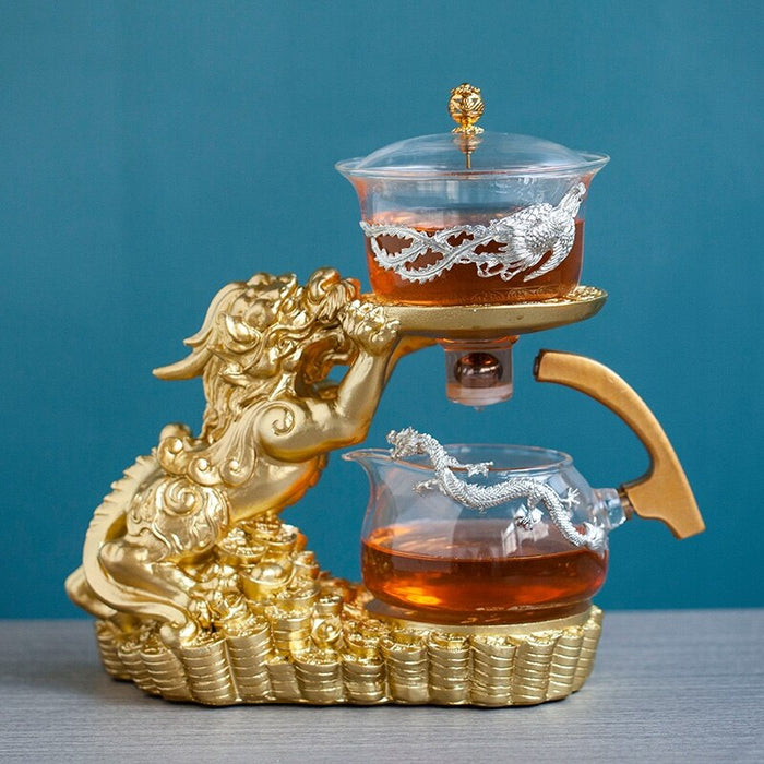 Creative GlassTea Set Automatic Teapot Tea Heat-resistant Kungfu Tea Drinking Tea Make Brave Troops-Health Wisdom™