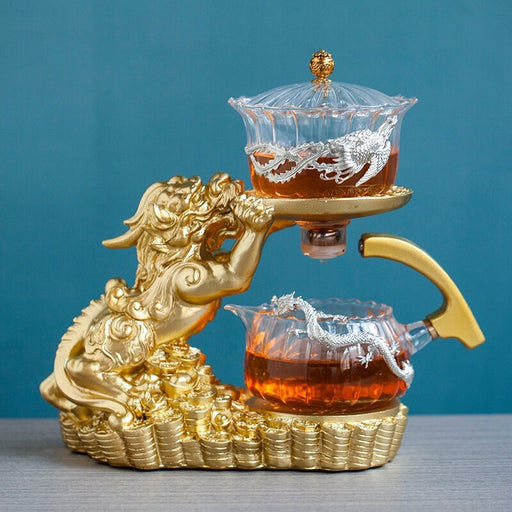 Creative GlassTea Set Automatic Teapot Tea Heat-resistant Kungfu Tea Drinking Tea Make Brave Troops