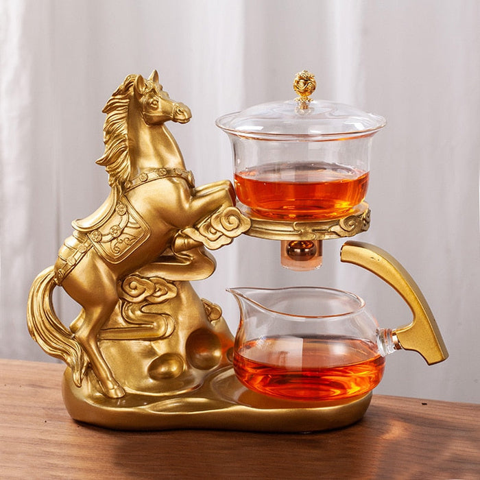 Creative Horse Teapot Full Automatic Glass Teapot Infuser Magnetic Water Diversion Heat-resistant Kungfu Tea Drinking Tea Set-Health Wisdom™