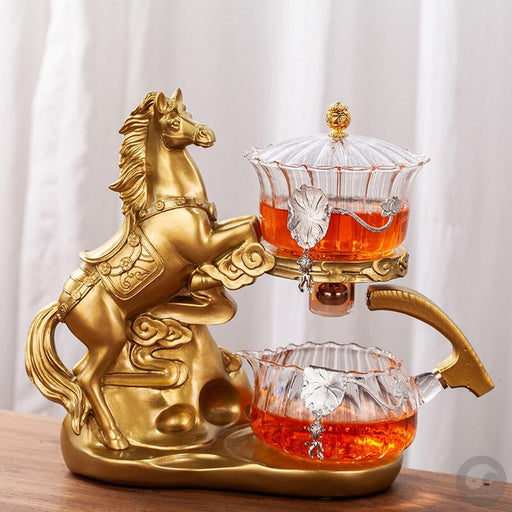 Creative Horse Teapot Full Automatic Glass Teapot Infuser Magnetic Water Diversion Heat-resistant Kungfu Tea Drinking Tea Set