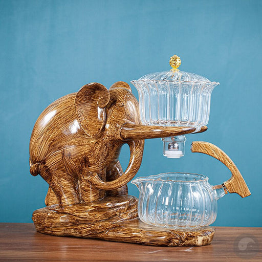 Creative Tea Set Elephant Shape Automatic Tea Set Pu&#39;er Oolong Teapot And Cup Set Heat-resistant Glass Teapot With Base-Health Wisdom™