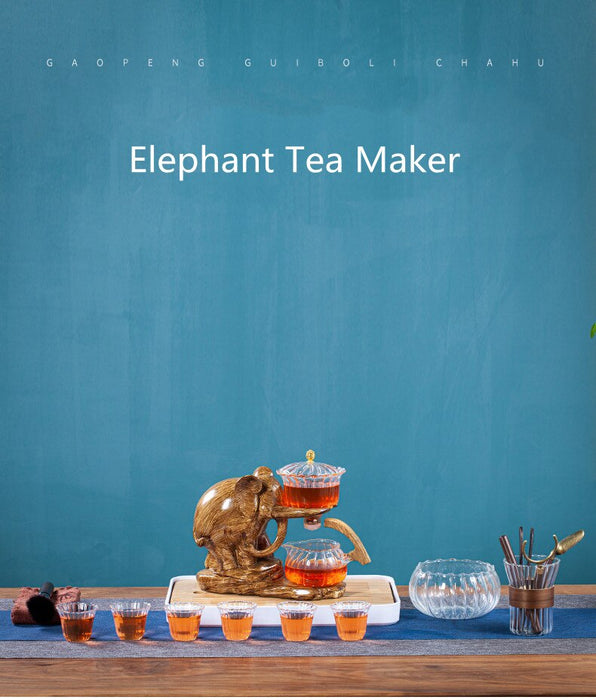 Creative Tea Set Elephant Shape Automatic Tea Set Puer Oolong Teapot And Cup Set Heat-resistant Glass Teapot With Base