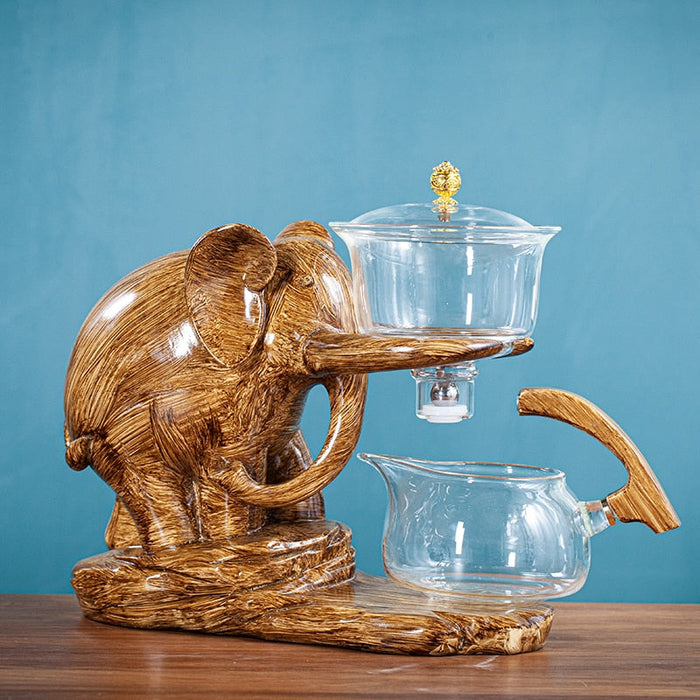 Creative Tea Set Elephant Shape Automatic Tea Set Puer Oolong Teapot And Cup Set Heat-resistant Glass Teapot With Base