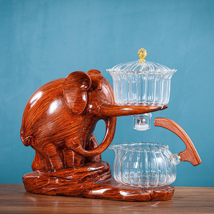 Creative Tea Set Elephant Shape Automatic Tea Set Puer Oolong Teapot And Cup Set Heat-resistant Glass Teapot With Base-Health Wisdom™