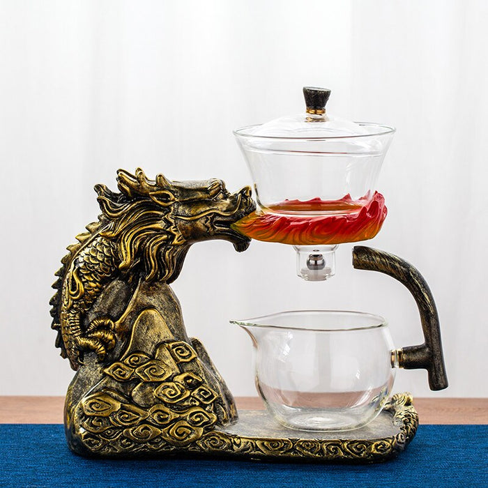 Creative Tea Toad Shape Teapot Automatic Tea Maker Pu er Oolong Teapot And Cup Set Heat-resistant Glass Teapot Holder Base