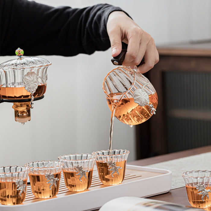 Creative Teapot Glass Automatic Tea Making Household Pu&#39;er Scented Kung Fu Tea Set Infuser Drinking Tea Maker Heat-resistant Gl-Health Wisdom™