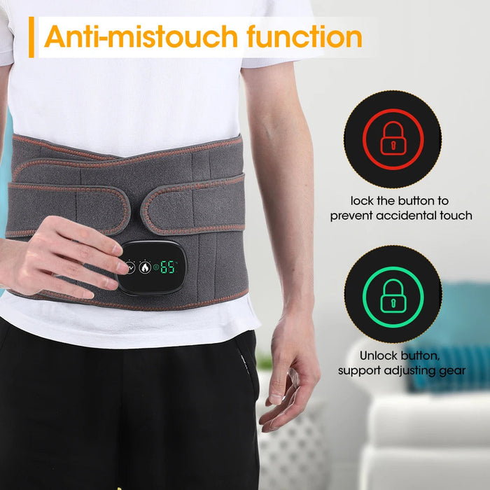 Electric Heating Belt Waist Massager Vibration Red Light Hot Compress Physiotherapy Lumbar Back Support Brace Pain Relief Charge-Health Wisdom™