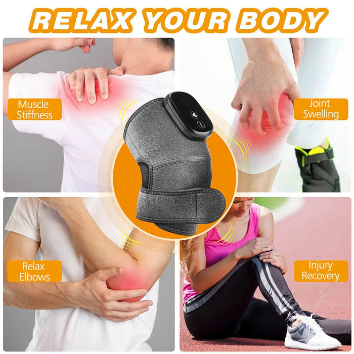 Electric Heating Knee Shoulder Massager Pad Brace LED Vibrators Orthopedics Belt 65℃ Arthritis Pain Relief Physiotherapy Charge