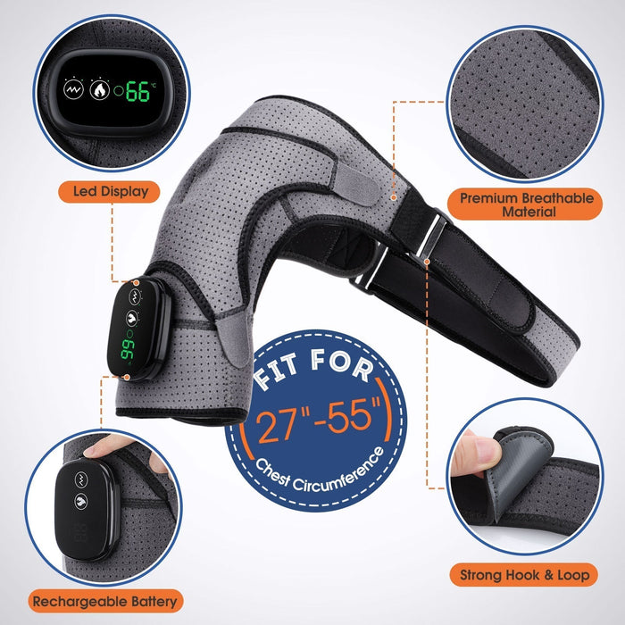 Electric Heating Vibration Massage Shoulder Brace Support Belt Therapy For Arthritis Joint Injury Pain Relief Rehabilitation Pad-Health Wisdom™