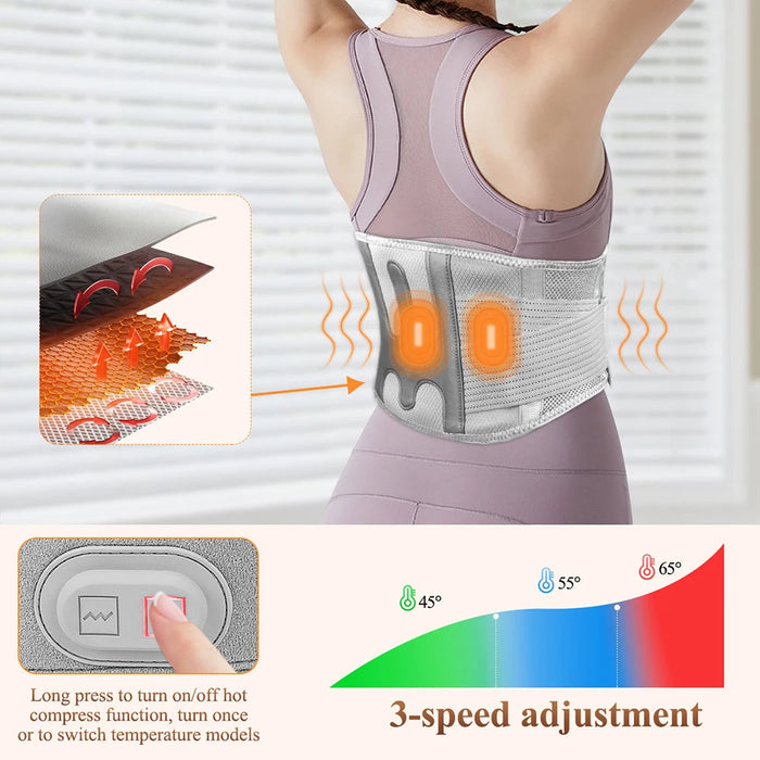 Electric Heating Waist Massage Belt Back Support Electrothermal Physiotherapy Hot Compress Lumbar Pain Relief Therapy Massager