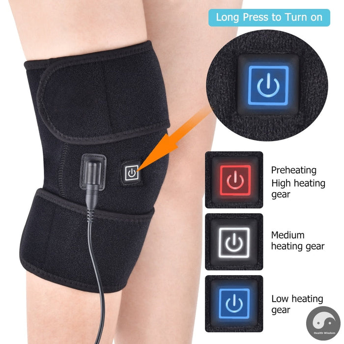 Electric Knee Protection Heating Massager Pads Therapy Adjustable Brace Support Belt Arthritis Relieve Knee Pain 3 Heating Gear
