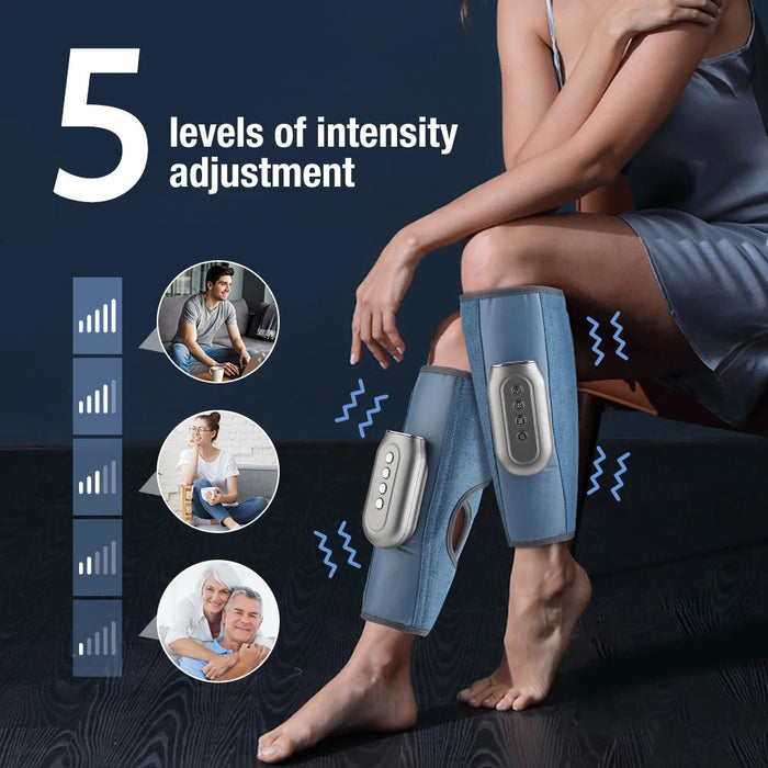 Eletric Calf Massager Leg Muscle Pain Relief Presotherapy Promote Blood Circulation Remote Control 3-Level Mode Hot Compress