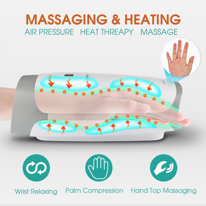Eletric Hand Finger Acupoint Massager Machine Heated Hot Compress Air Compression Presotherapy Arthritis Palm Pain Relief Relax-Health Wisdom™