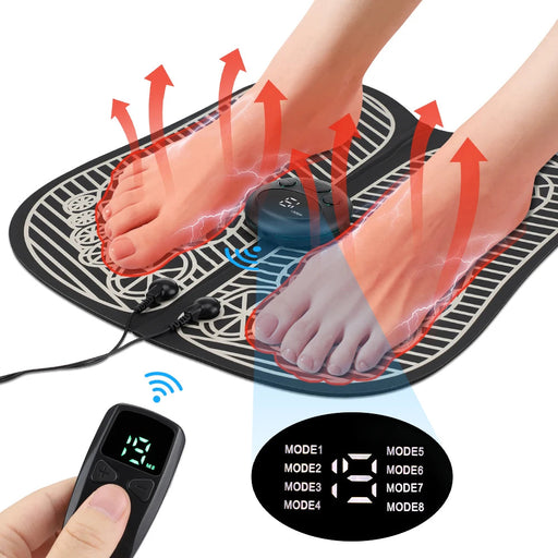 Eletric Heated EMS Foot Massage Machine Tens Fisioterapia Feet Blood Circulation 8 Modes 9-level Microcurrent Muscle Stimulation-Health Wisdom™