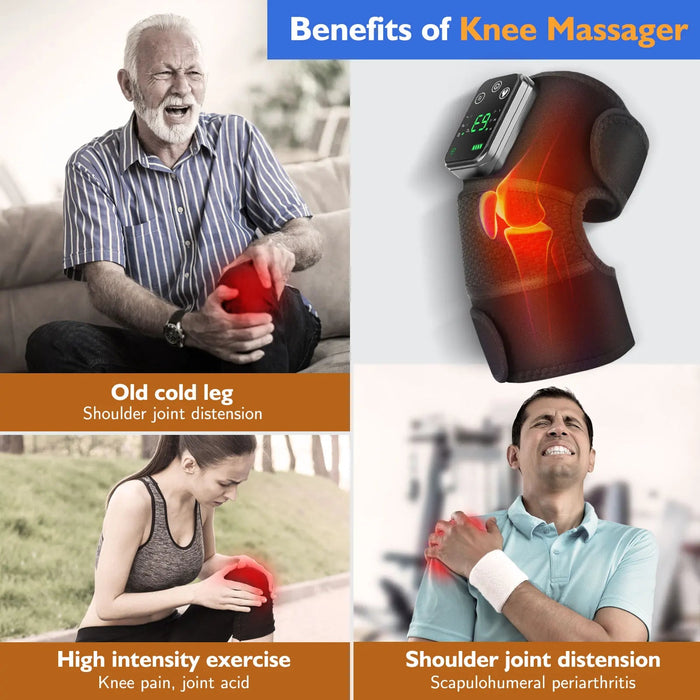 Eletric Heating Knee Massage Instrument Vibrator Knee Pad Joint Physiotherapy for Osteoarthritis Pain Relief Elbow Leg Arthritis
