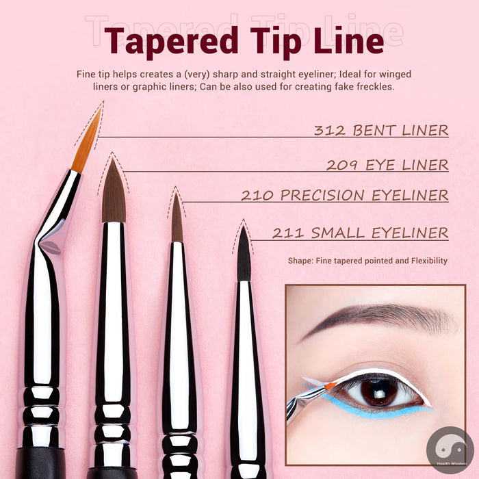 Eyeliner Brushes set,11pcs Pro Eyeliner Brushes,Tapered Angled Flat Ultra Fine Precision Eye Makeup brushes set T324-Health Wisdom™