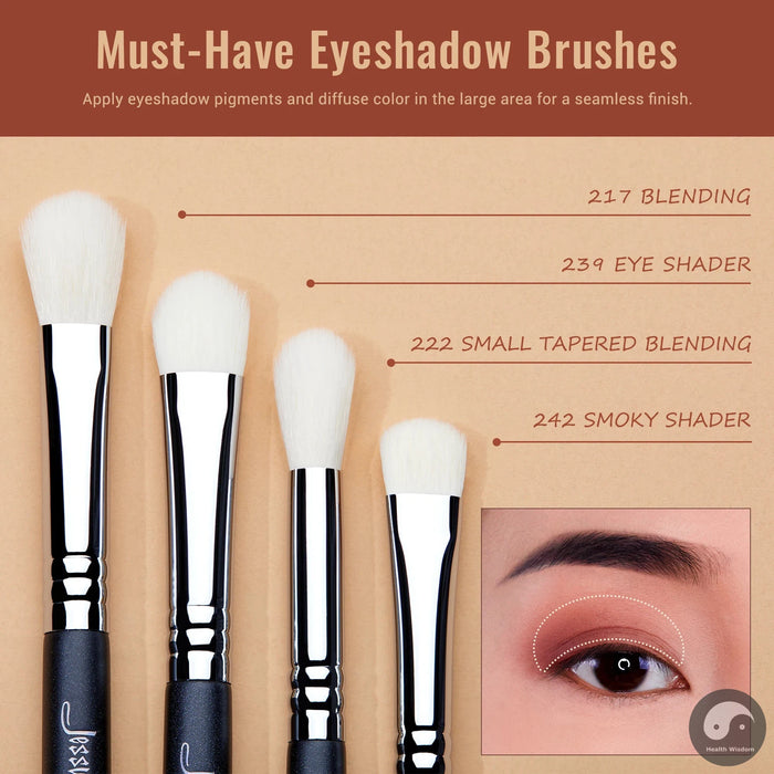 Eyes Brushes set, Eyeshadow Makeup Brush, Premium Synthetic Blending Shader Crease T340-Health Wisdom™