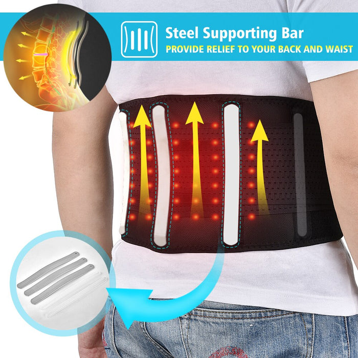 Far Infrared Heated Therapy Waist Massage Low Back Belt Herniated Disc Scoliosis Pain Relief Spine Lumbar Brace Support Massager-Health Wisdom™