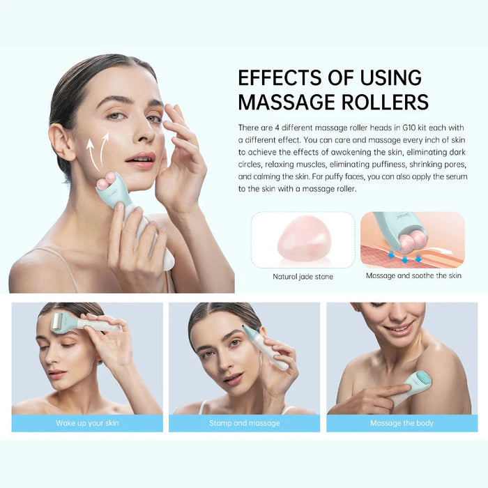 G10 Bio Roller 10In1 Multifunction Roller Kit Face Massager Derma Roller for Skin Care Anti-aging Collagen Stimulation Therapy-Health Wisdom™