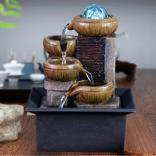 Gifts Desktop Water Fountain Portable Tabletop Waterfall Kit Soothing Relaxation Zen Meditation Lucky Fengshui Home Decorations-Health Wisdom™
