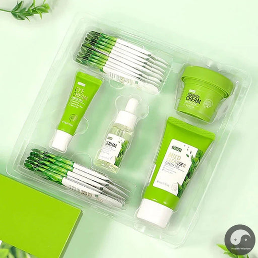 Green Tea Skin Care Products Sets Moisturizing Repairing Oil Control Anti Acne Serum Facial Sleeping Mask Mud Masks Face Care-Health Wisdom™