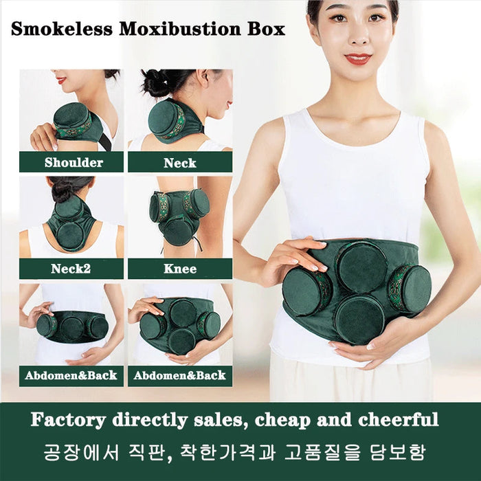 Green Velvet Moxibustion Box Bag Burner Acupuncture Meridian Heating Therapy Warm Pain Relief Free Shipping