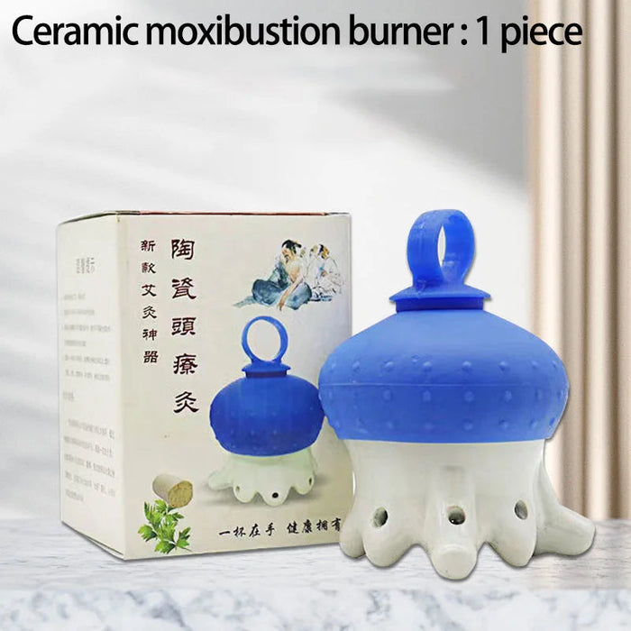 Head Moxibustion Moxa Therapy Warm Body Acupuncture Meridian Massage Relieve Headaches Promotes Sleep Health Care Ceramic Burner