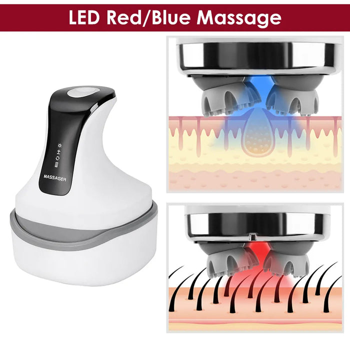 Head Scalp Massager Relaxation Treatment Red Light Electric Kneading Massage Equipment Stress Relief Hair Growth Stimulation
