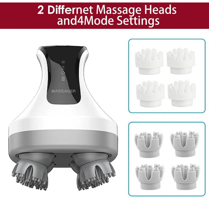 Head Scalp Massager Relaxation Treatment Red Light Electric Kneading Massage Equipment Stress Relief Hair Growth Stimulation-Health Wisdom™