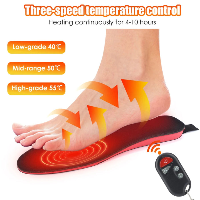 Heated Shoe Insoles Feet Warm Sock Pad 2100mAh USB Recharge Remote Control 3-Level Hot Compress For Skiing Winter Outdoor-Health Wisdom™
