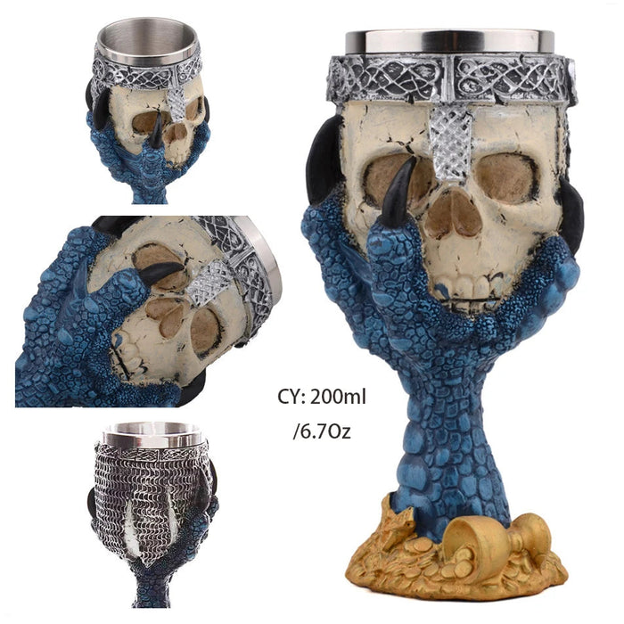 Horrible Resin Stainless Steel Skull Goblet Retro Claw Wine Glass Gothic Cocktail Glasses Wolf Whiskey Cup Party Bar Drinkware-Health Wisdom™