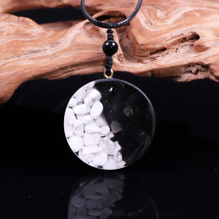Howlite And Obsidian Yin And Yang Necklace Tai Chi Pendant Orgonite Reiki Energy Crystal Orgone Amulet Jewelry For Women-Health Wisdom™