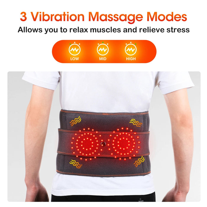 Infrared Heating Waist Massager Electric Belt Vibration USB Charge Red Light Hot Compress Lumbar Back Support Brace Pain Relief