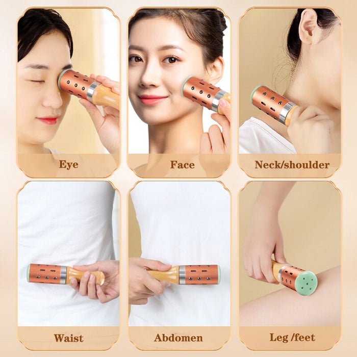 Jade Facial Beauty Massage Device Warm Moxibustion Rods Rotatable Lodestone Massager Moxa Stick Body Meridian Acupuncture Point