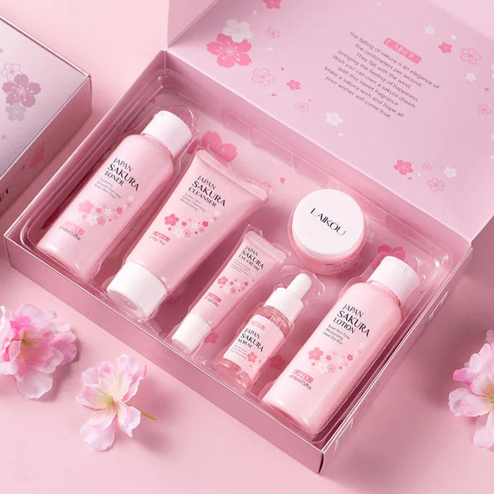 LAIKOU Sakura Skin Care Sets Facial Cleanser Eye Creams Face Cream Serum Lotion Toner Moisturizing Anti-Aging Face Care Kit-Health Wisdom™
