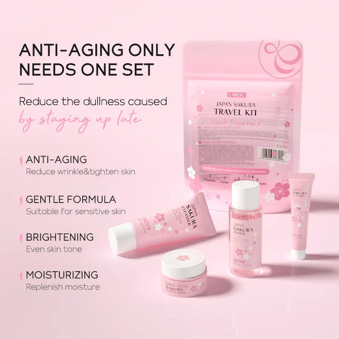 LAIKOU Sakura Skin Care Sets Facial Cleanser Face Cream Serum Toner Moisturizing Brightening Anti Wrinkles Face Care Kit-Health Wisdom™