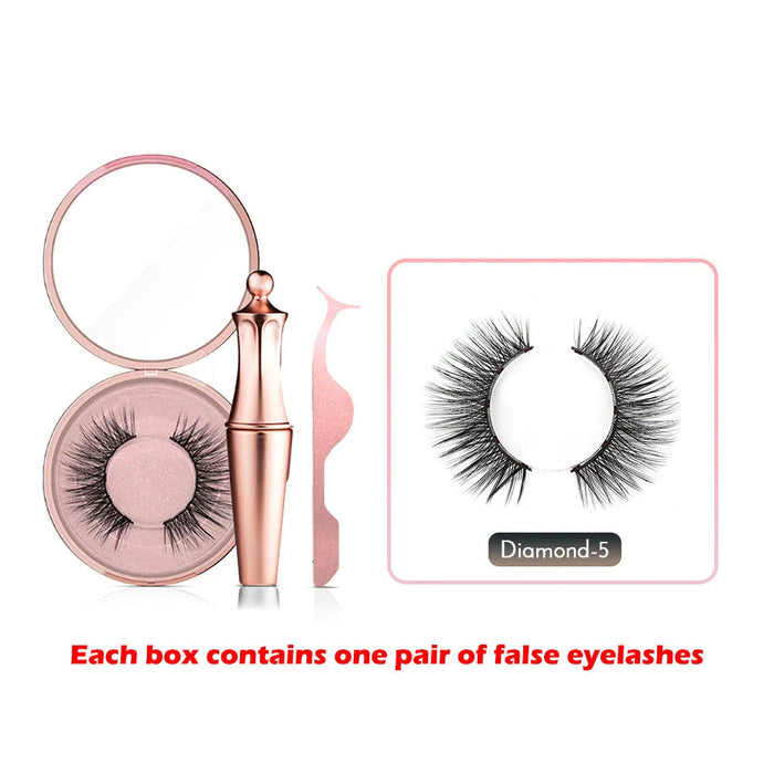 Magnetic Eyelashes Eyeliner Tweezer Set Natural False Lash Repeated Use 3D Mink Eyelashes Waterproof Liquid Eyeliner Makeup Tool